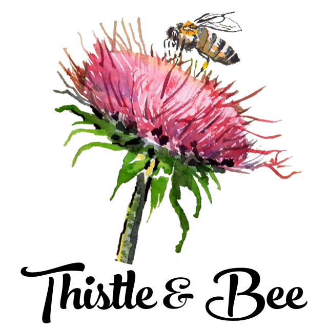 Thistle and bee logo